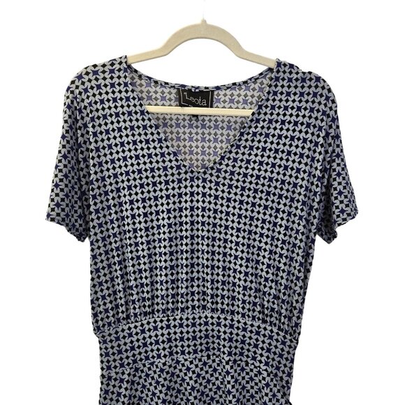 Leota Graphic Print Side Ruched Midi Dress Size Medium - Picture 4 of 6